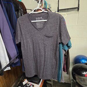 HURLEY ~ V Neck Short Sleeve Shirt with Pocket ~ Grey M